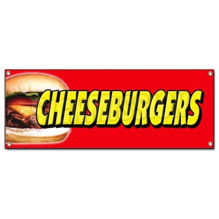 CHEESEBURGERS BANNER SIGN Cheese Burger Sign French Fries Char Broiled Grill